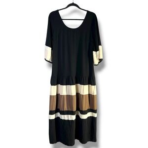 Free People Free-est Womens Sz Small Manda Color Block Scoop Back Midi Dress